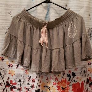Pink Gray Ruffled Lightweight Skirt